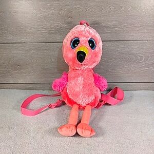 TY SilkGear Collection Gilda Plush Pink Flamingo 15" Backpack Adjust Strap